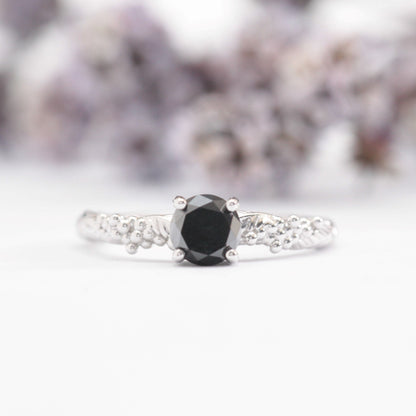 Black Diamond Wattle Leaf Engagement Ring - Vinny &amp; Charles