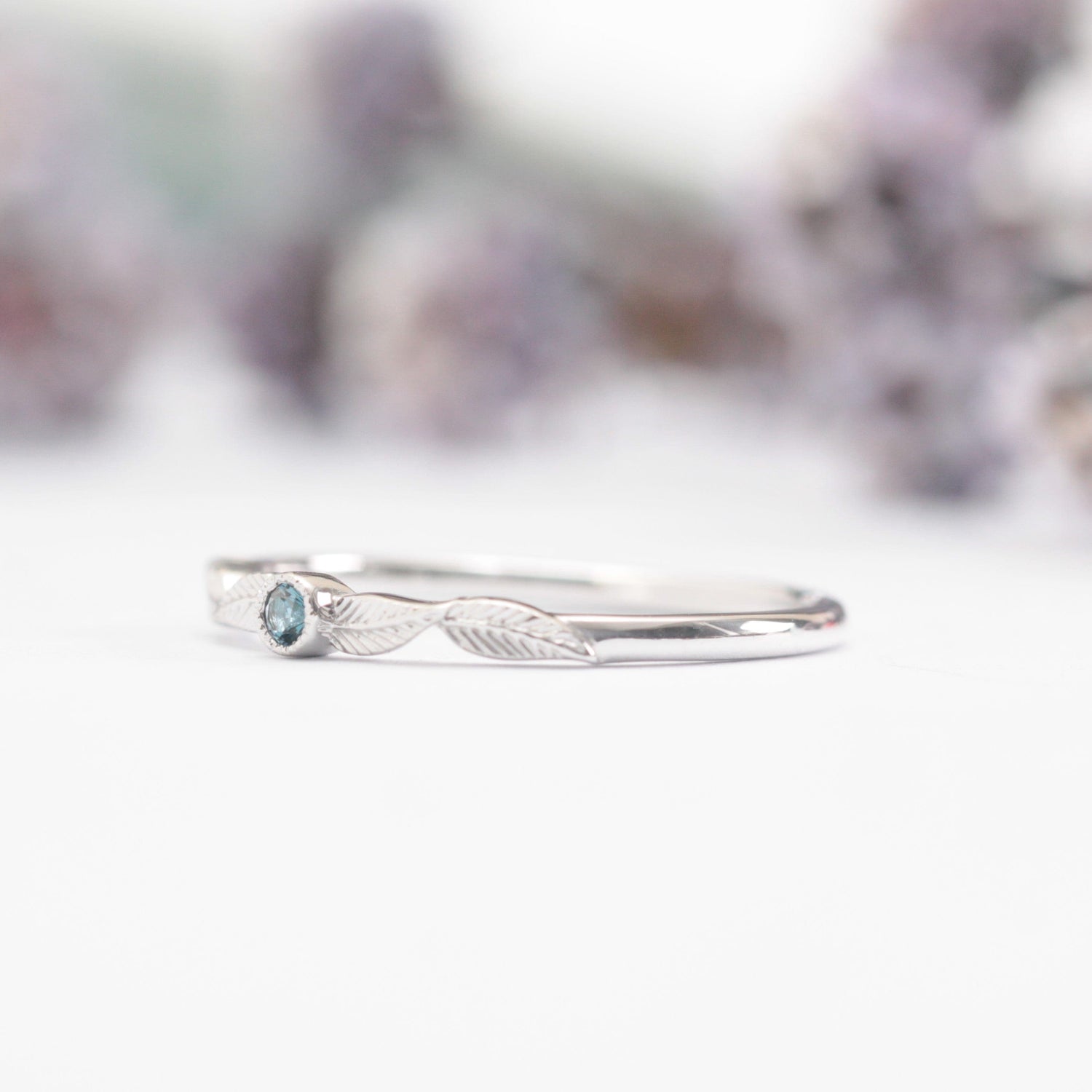 Blue Topaz Birthstone Leaf Ring - Vinny & Charles