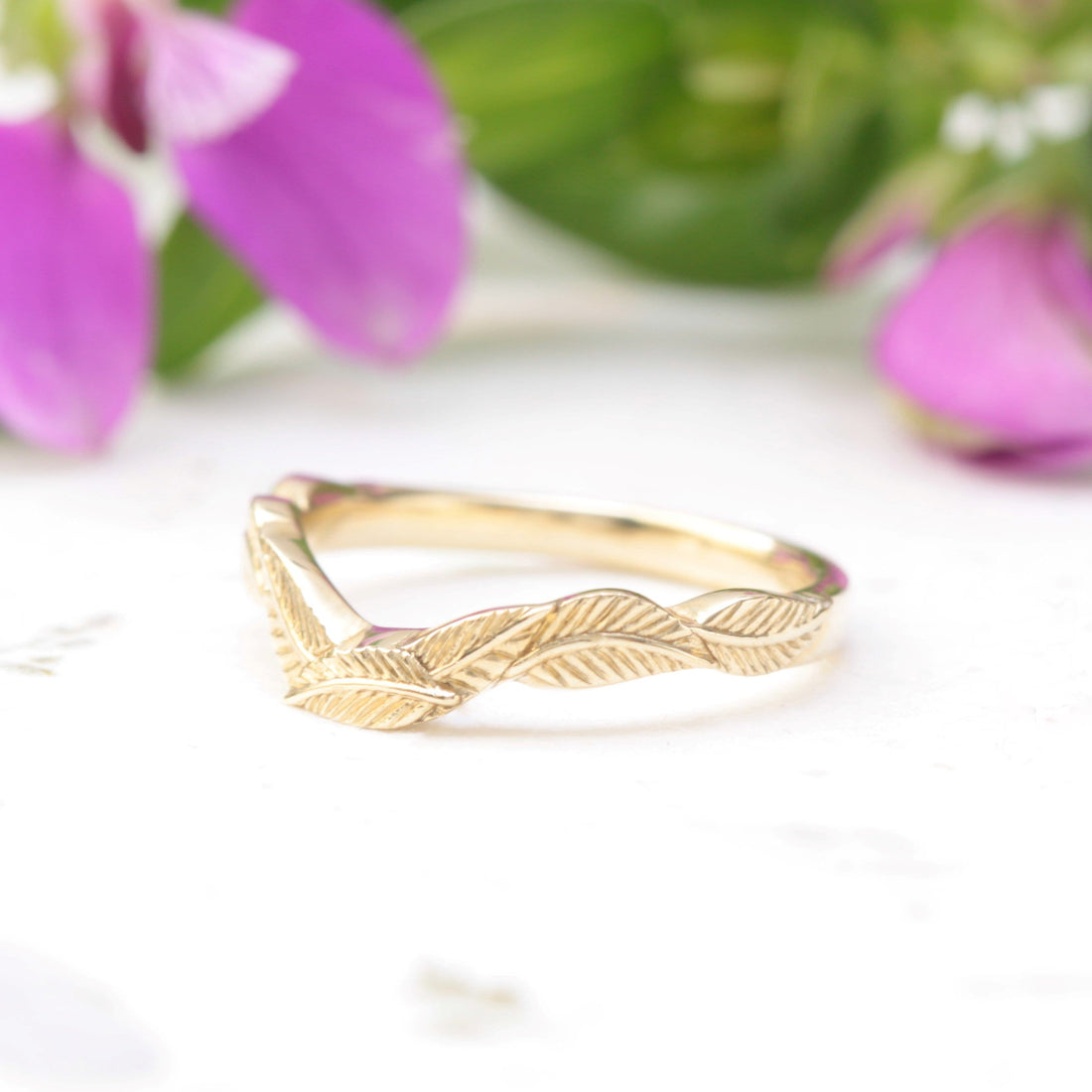 Curved leaf wedding ring - Vinny &amp; Charles