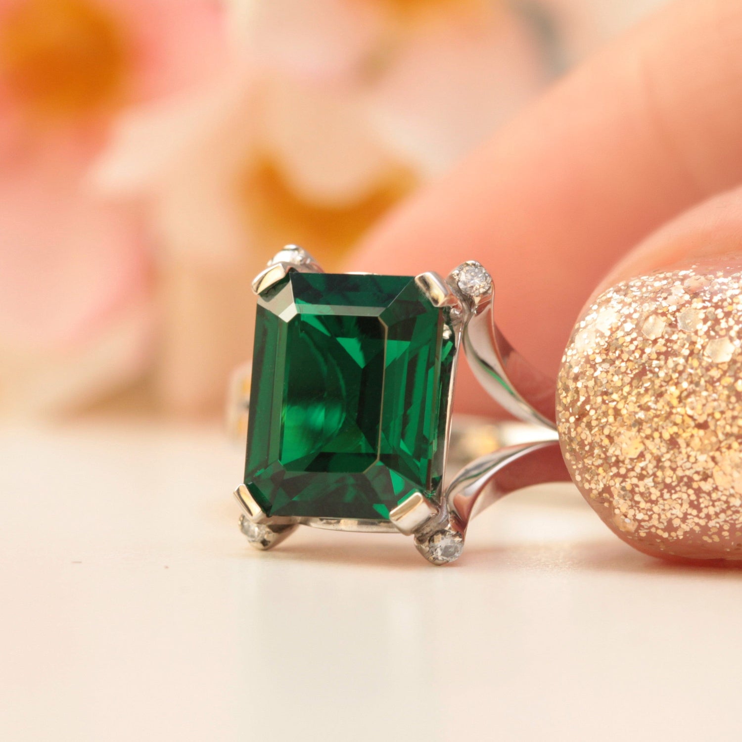 Emerald and Diamond Engagement Ring - Vinny & Charles