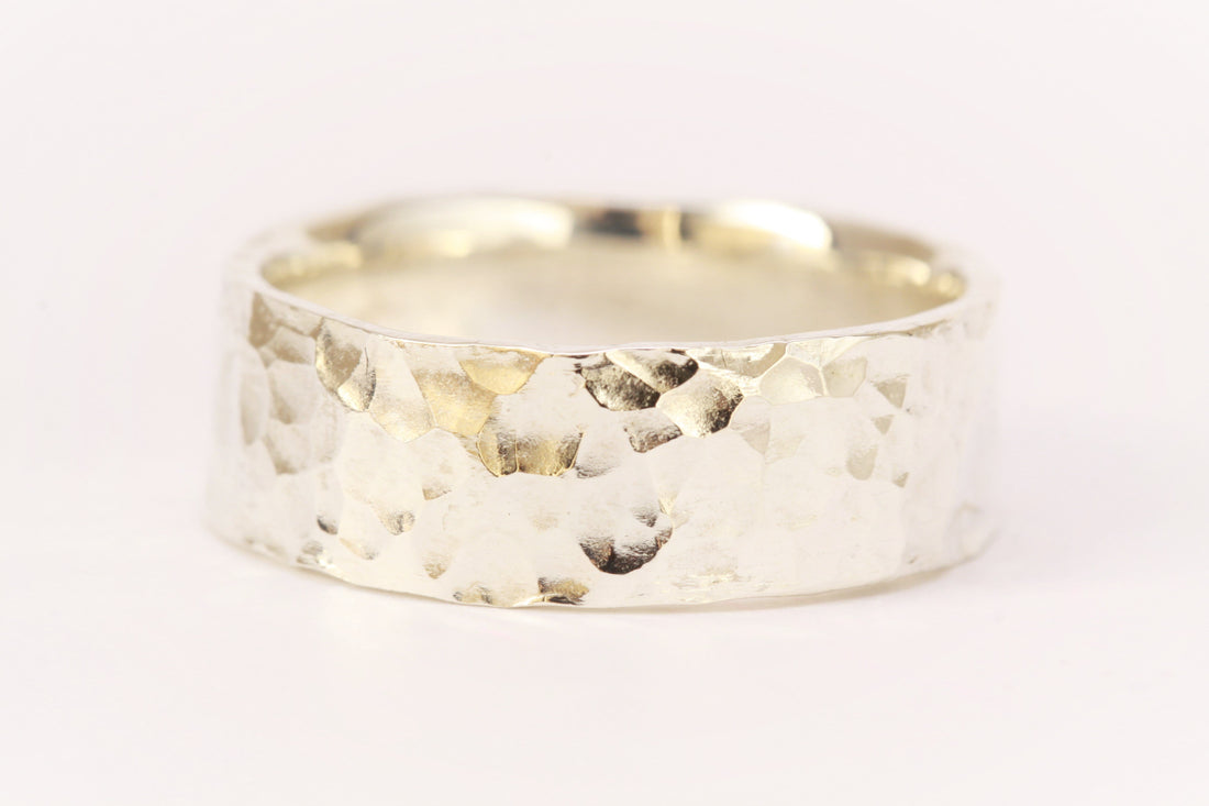 Hammered Mens Wedding Ring - Vinny &amp; Charles