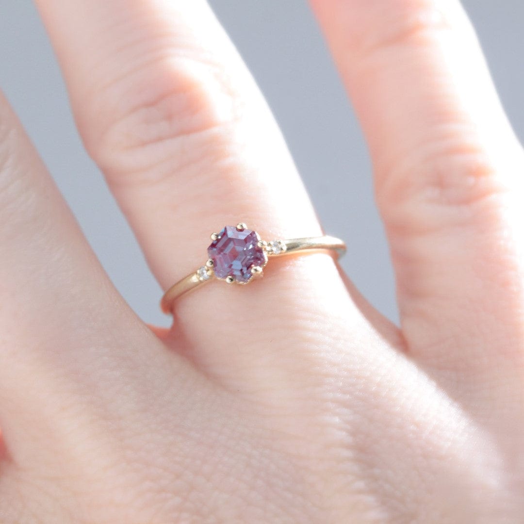 Hexagon Alexandrite and diamond engagement ring - Vinny &amp; Charles