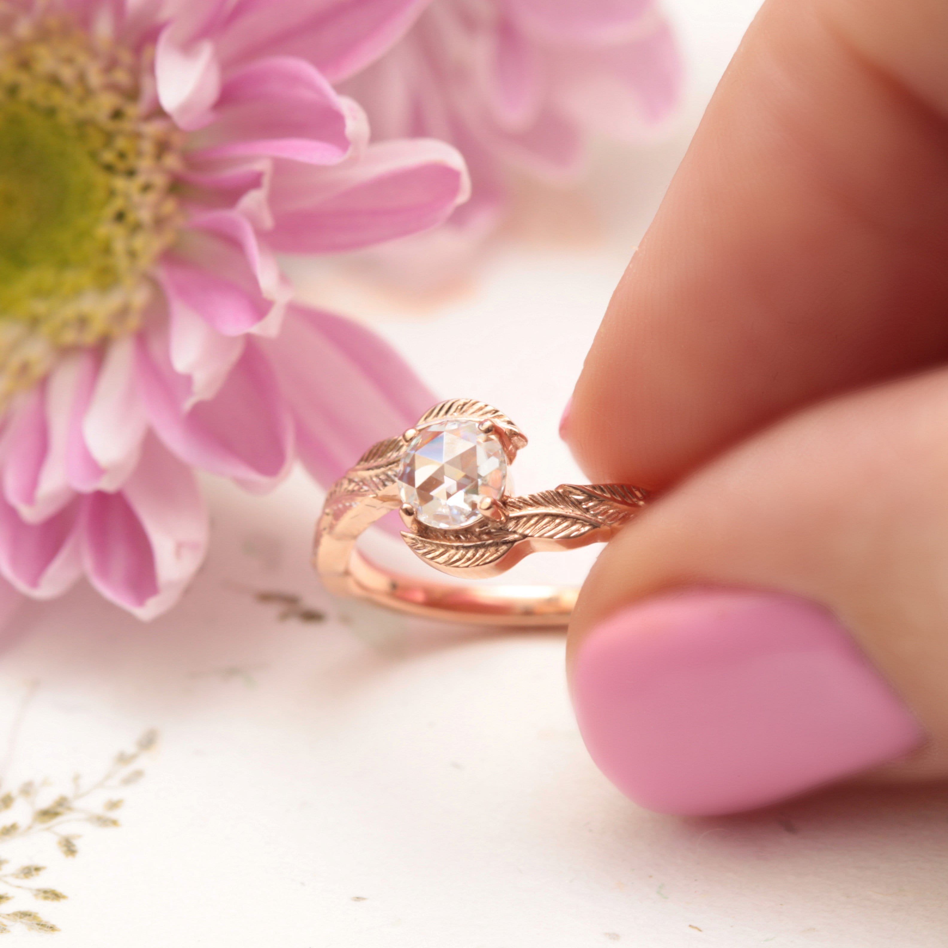 Moissanite Leaf Engagement Ring - Vinny &amp; Charles