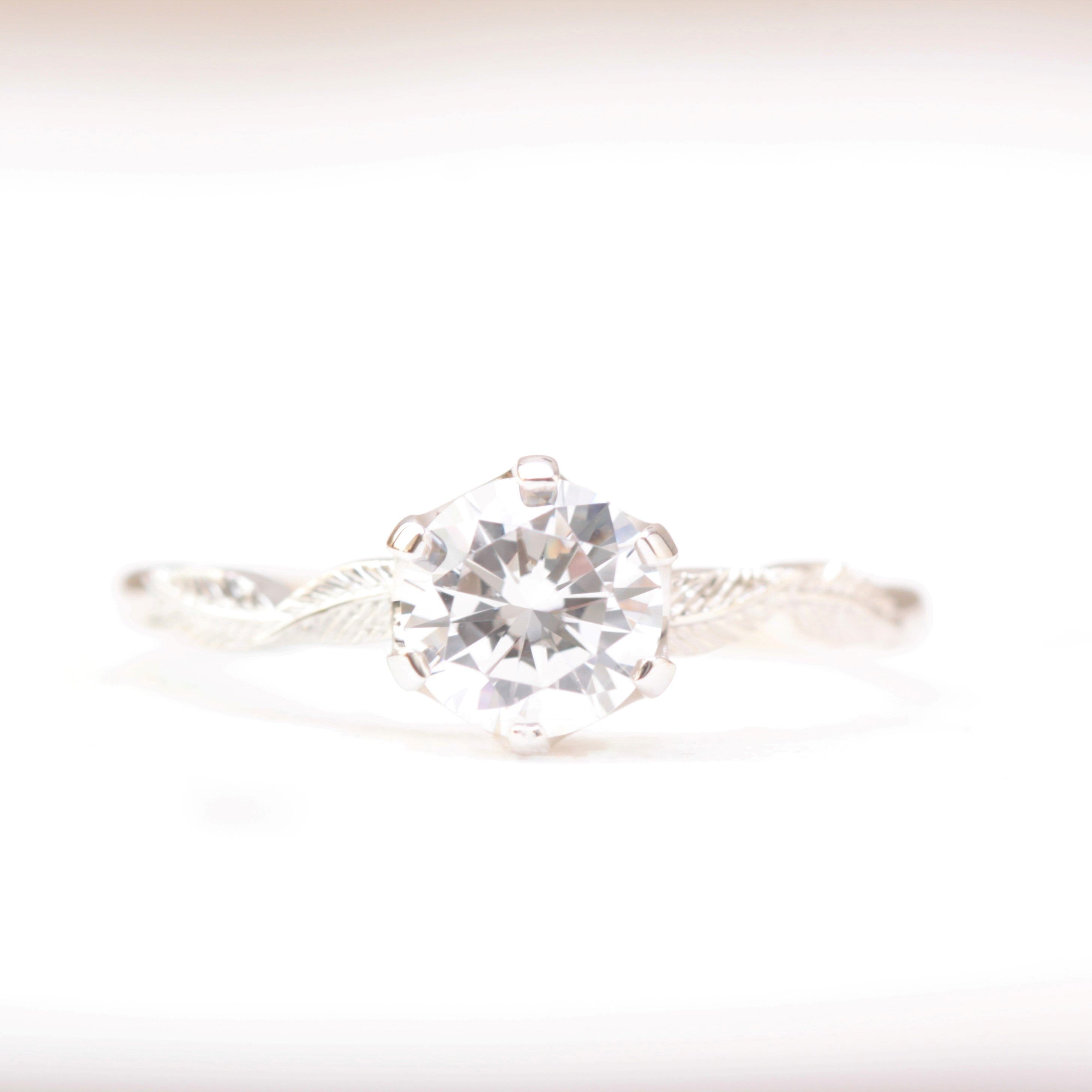 Solitaire Leaf Engagement Ring - Vinny &amp; Charles