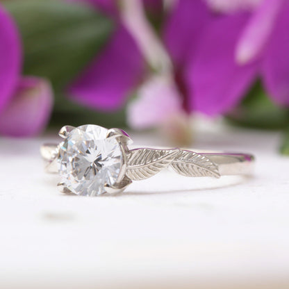 One Carat Solitaire Leaf Ring - Vinny &amp; Charles