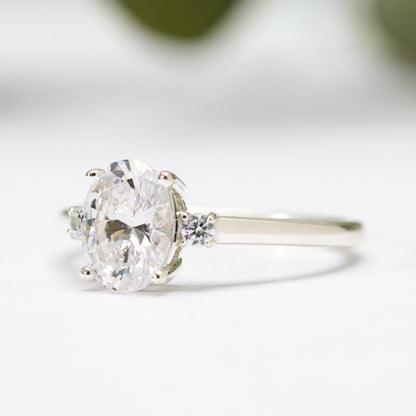 Oval Moissanite Trilogy Ring - Vinny &amp; Charles