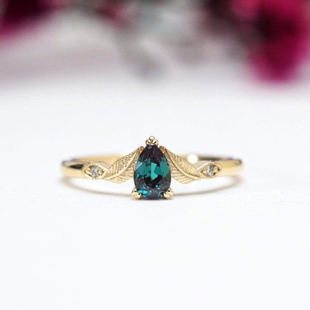 Pear Alexandrite Leaf Engagement Ring - Vinny &amp; Charles