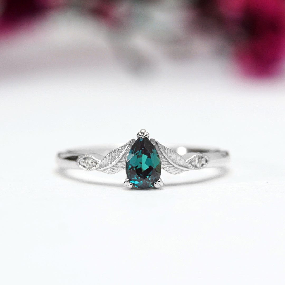 Pear Alexandrite Leaf Engagement Ring - Vinny &amp; Charles