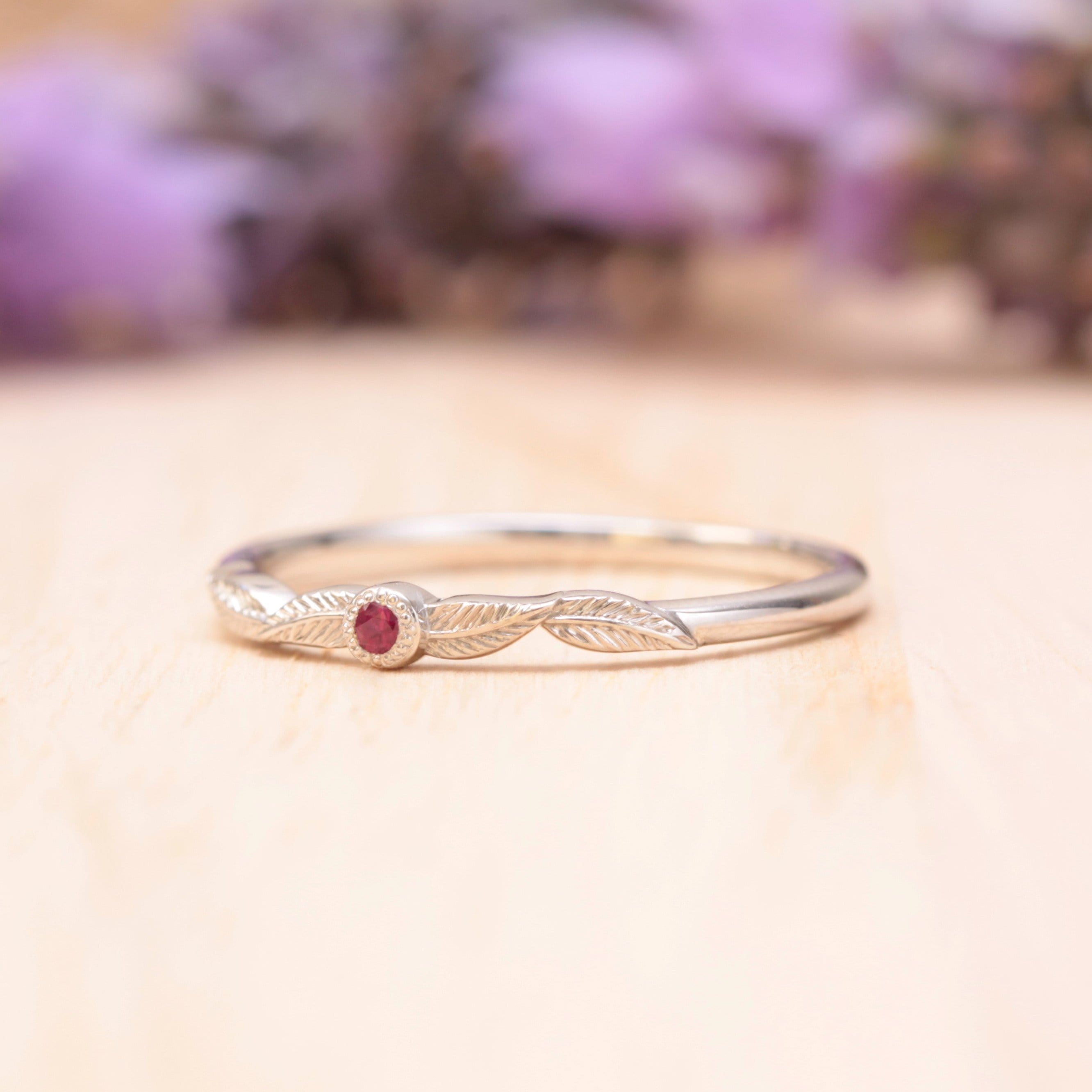 Pink Tourmaline Birthstone Leaf Ring - Vinny &amp; Charles