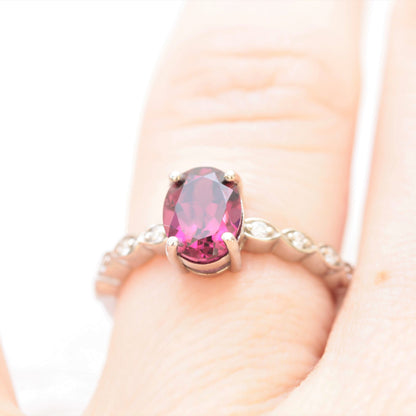 Rhodolite Garnet and Diamond Engagement Ring - Vinny &amp; Charles