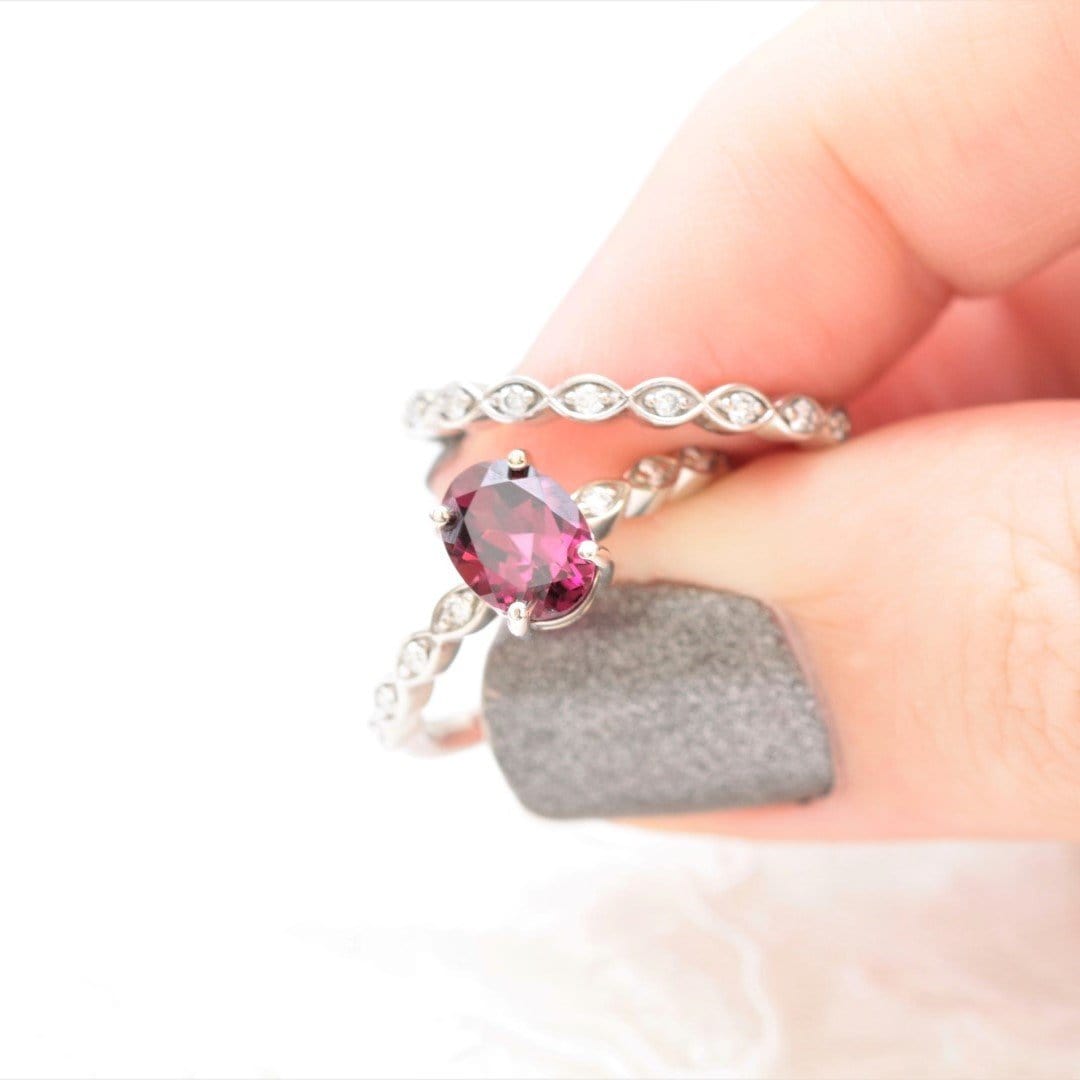 Rhodolite Garnet and Diamond Engagement Ring - Vinny &amp; Charles