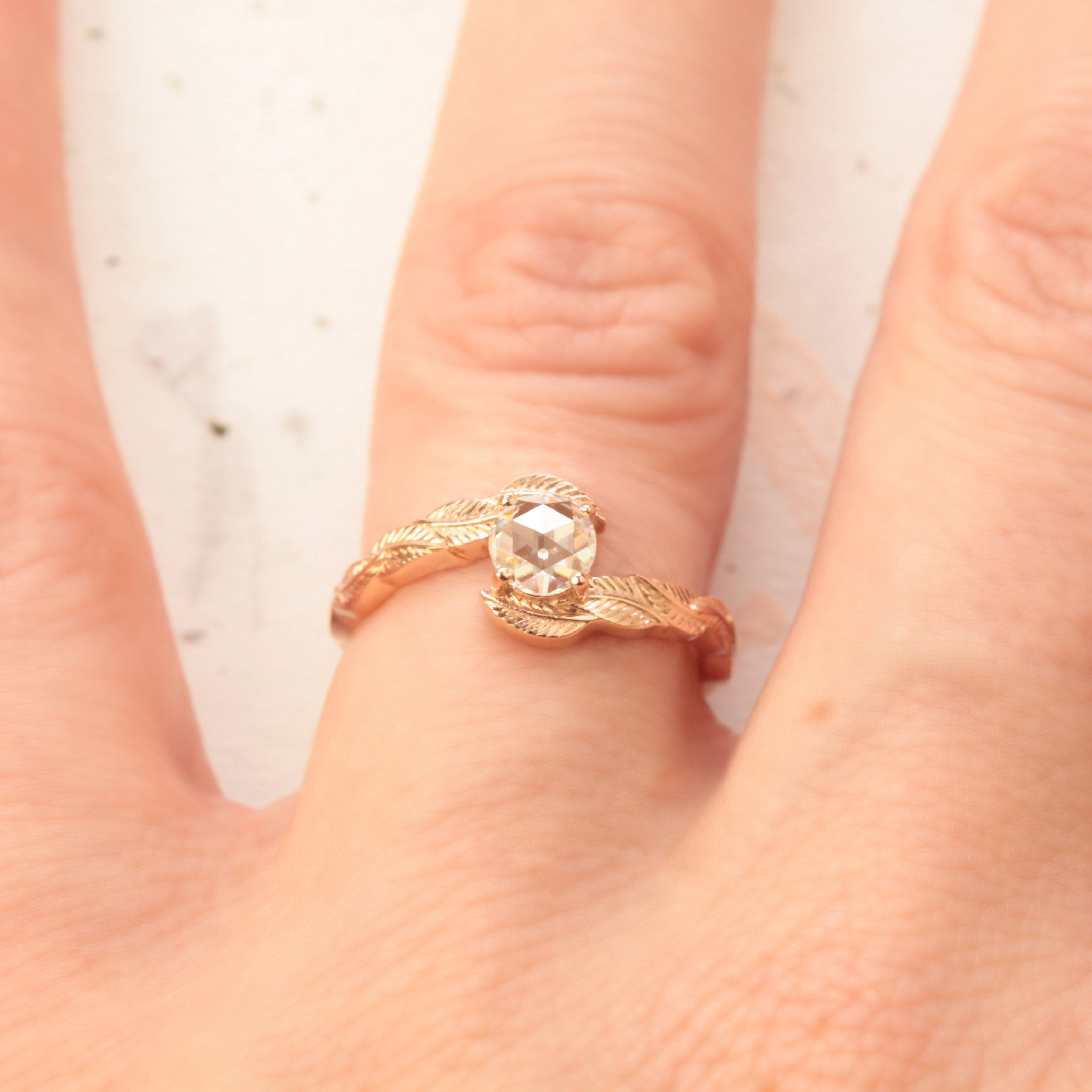 Moissanite Leaf Engagement Ring - Vinny &amp; Charles