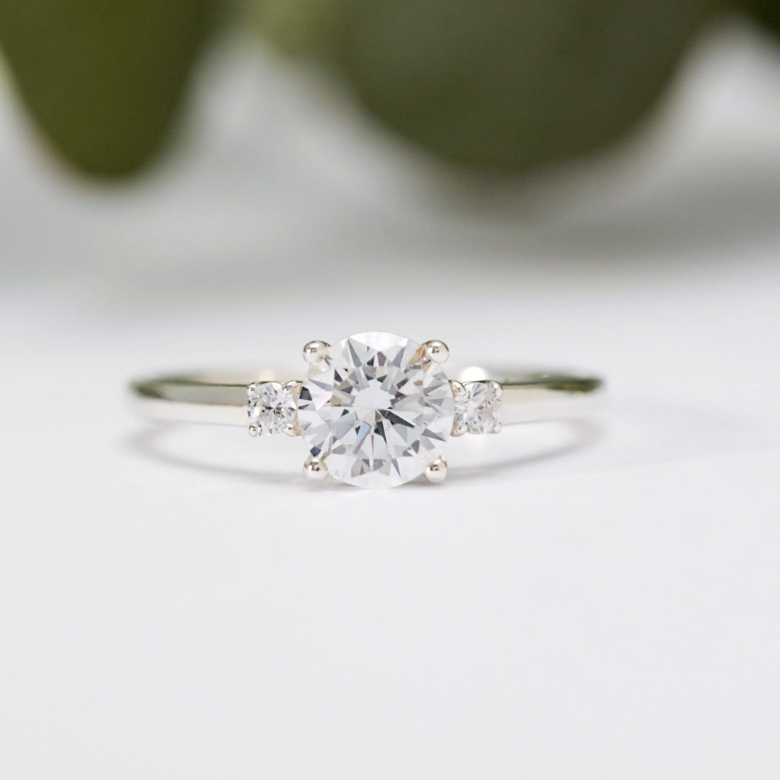 Round Moissanite Trilogy Ring - Vinny &amp; Charles