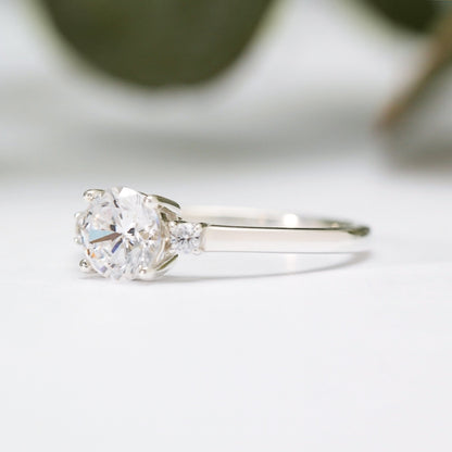 Round Moissanite Trilogy Ring - Vinny &amp; Charles