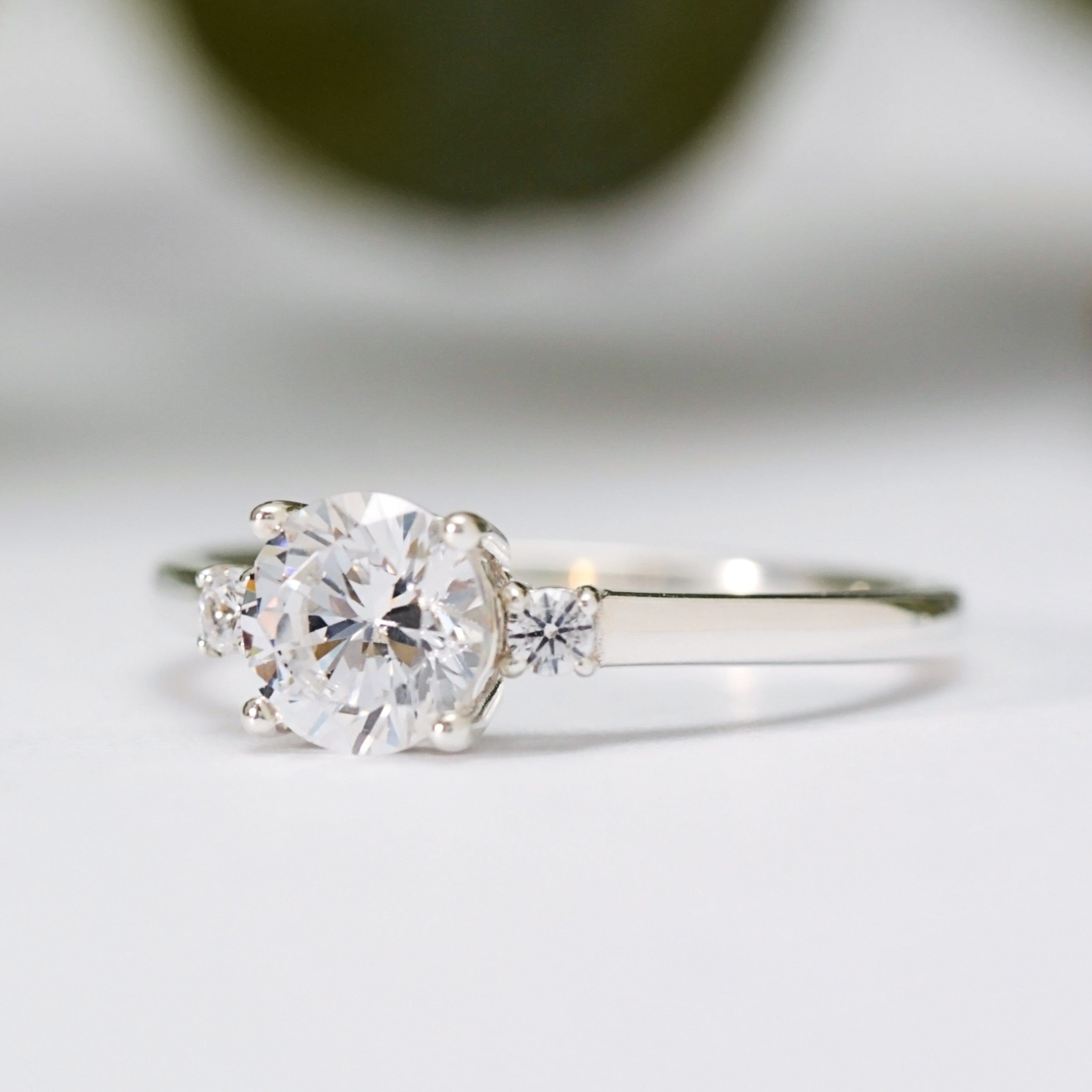 Round Moissanite Trilogy Ring - Vinny &amp; Charles