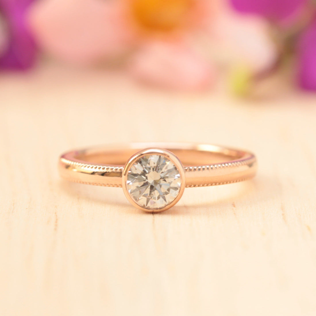 Milgrain diamond engagement ring - Vinny &amp; Charles