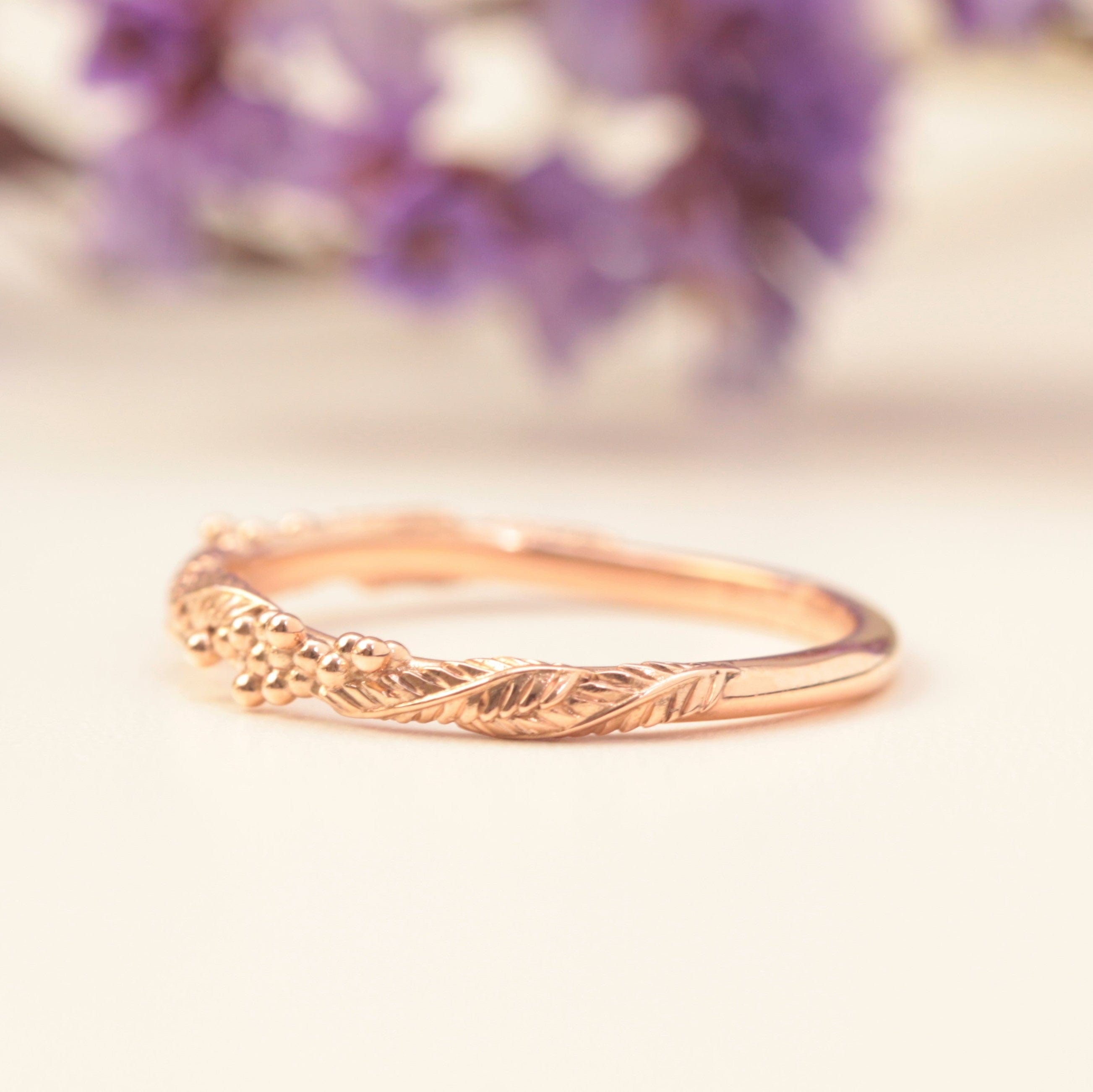 Wattle Leaf Wedding Ring Set - Vinny &amp; Charles