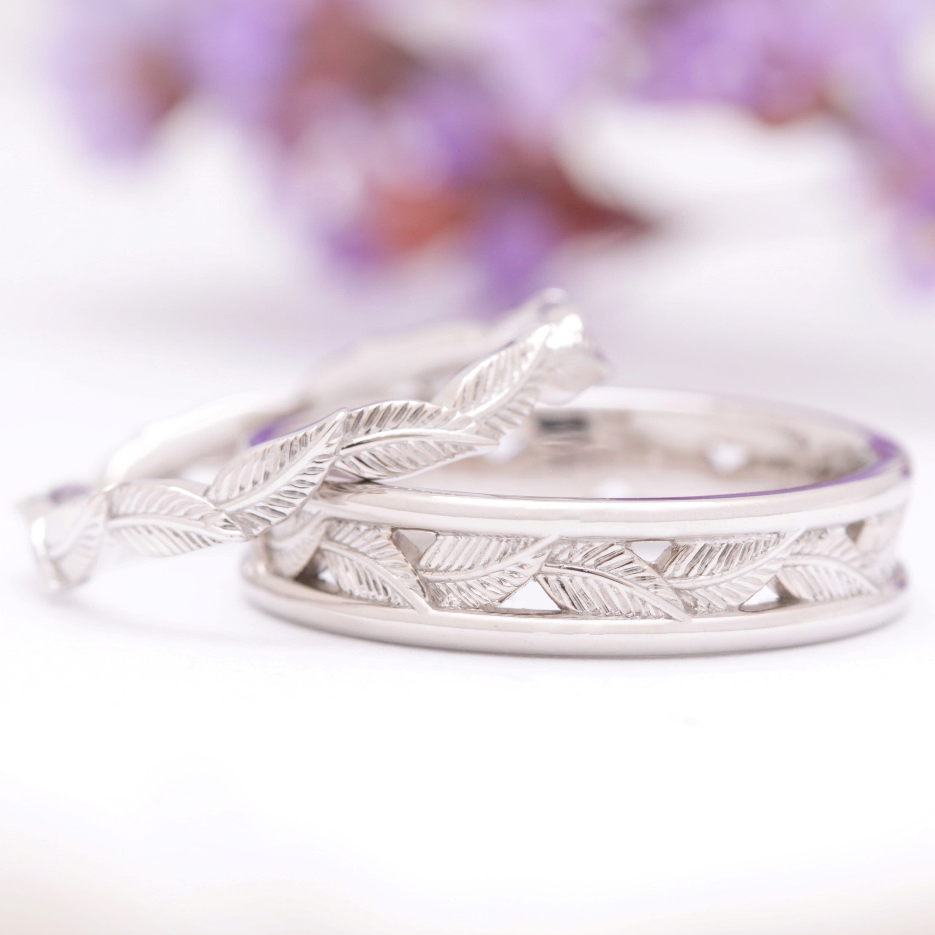 Eternity Leaf Wedding Ring Set - Vinny &amp; Charles